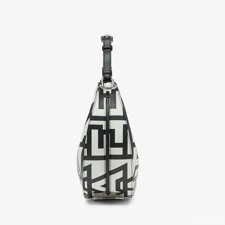 Cheap In Fendigraphy Black Roma Fendi White Leather Hobo Capsule Small Fendi Bag 0625
